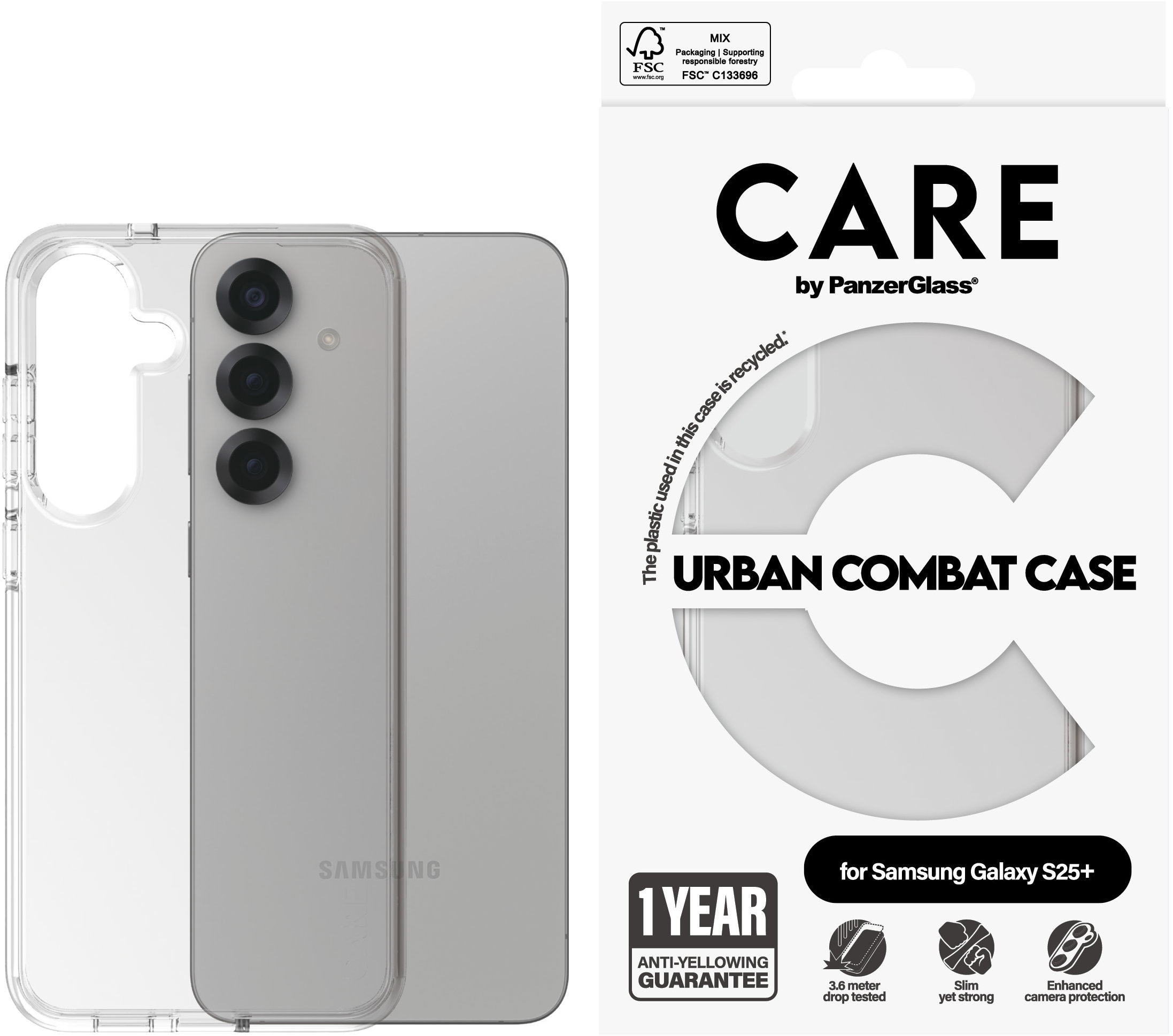 PanzerGlass CARE kryt Samsung Galaxy S25+ Urban Combat číry