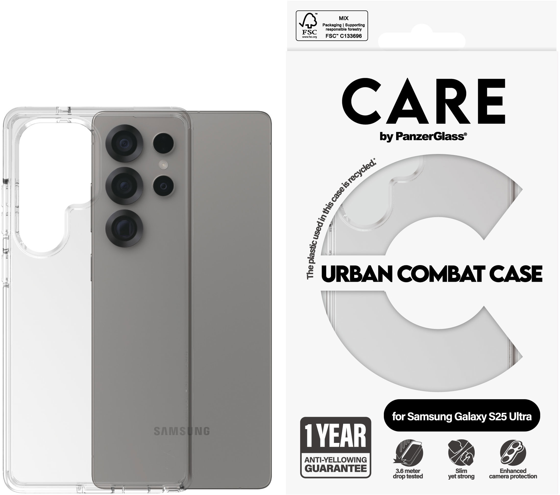 PanzerGlass CARE kryt Samsung Galaxy S25 Ultra Urban Combat číry