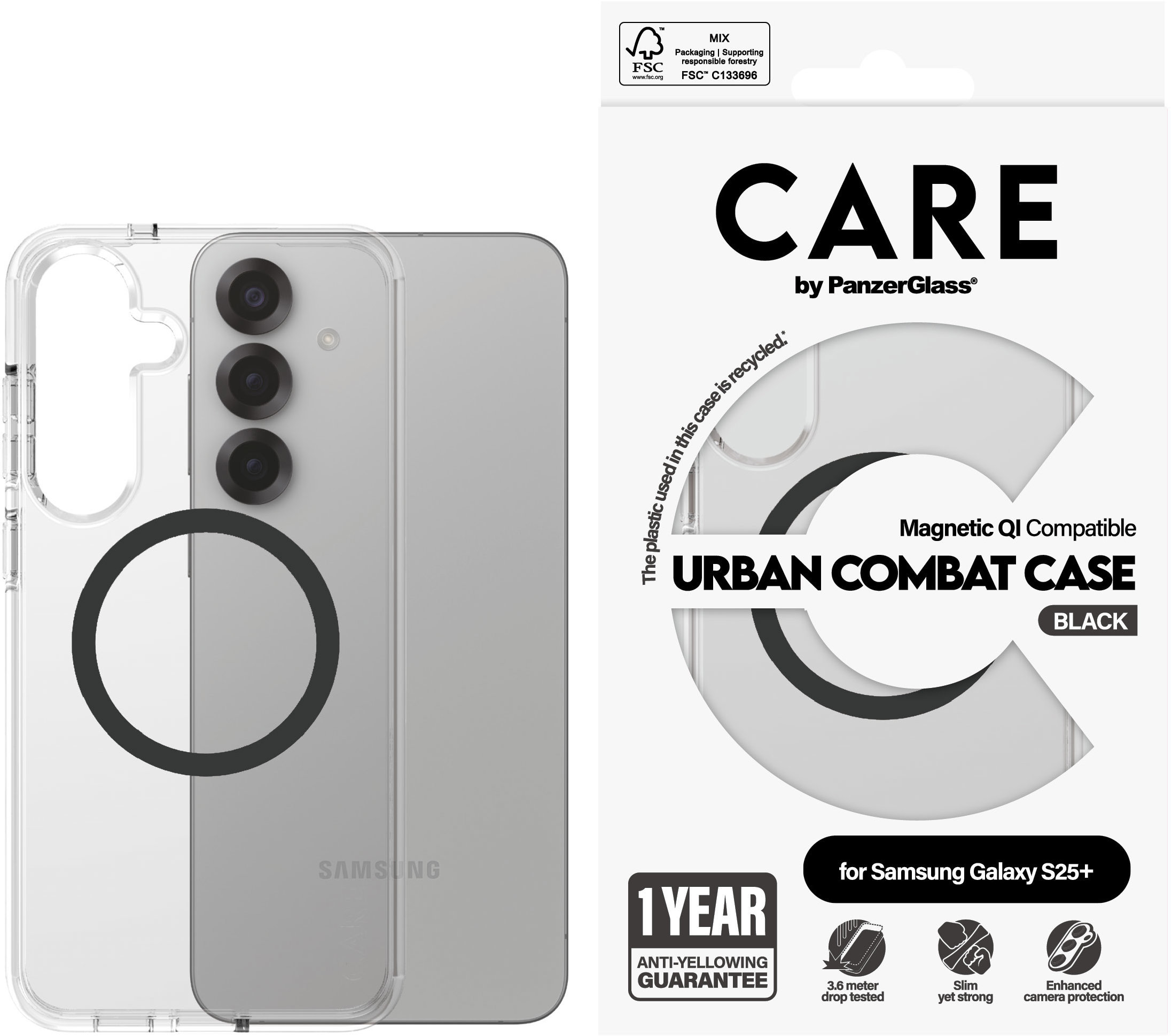 PanzerGlass CARE kryt Samsung Galaxy S25+ Urban Combat číry/čierny QI