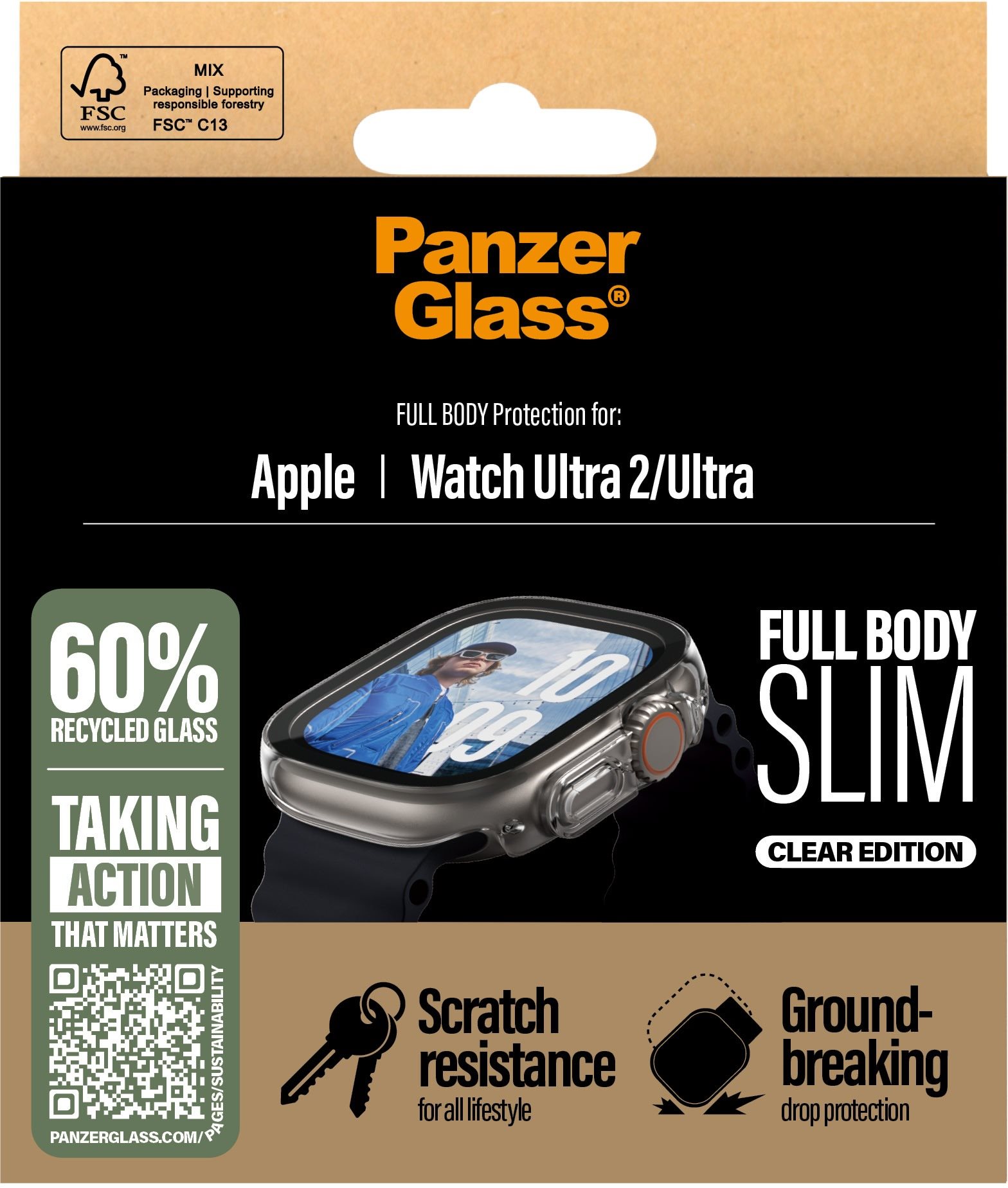 PanzerGlass Apple Watch Ultra 2/Ultra tenký číry s ochranným sklom