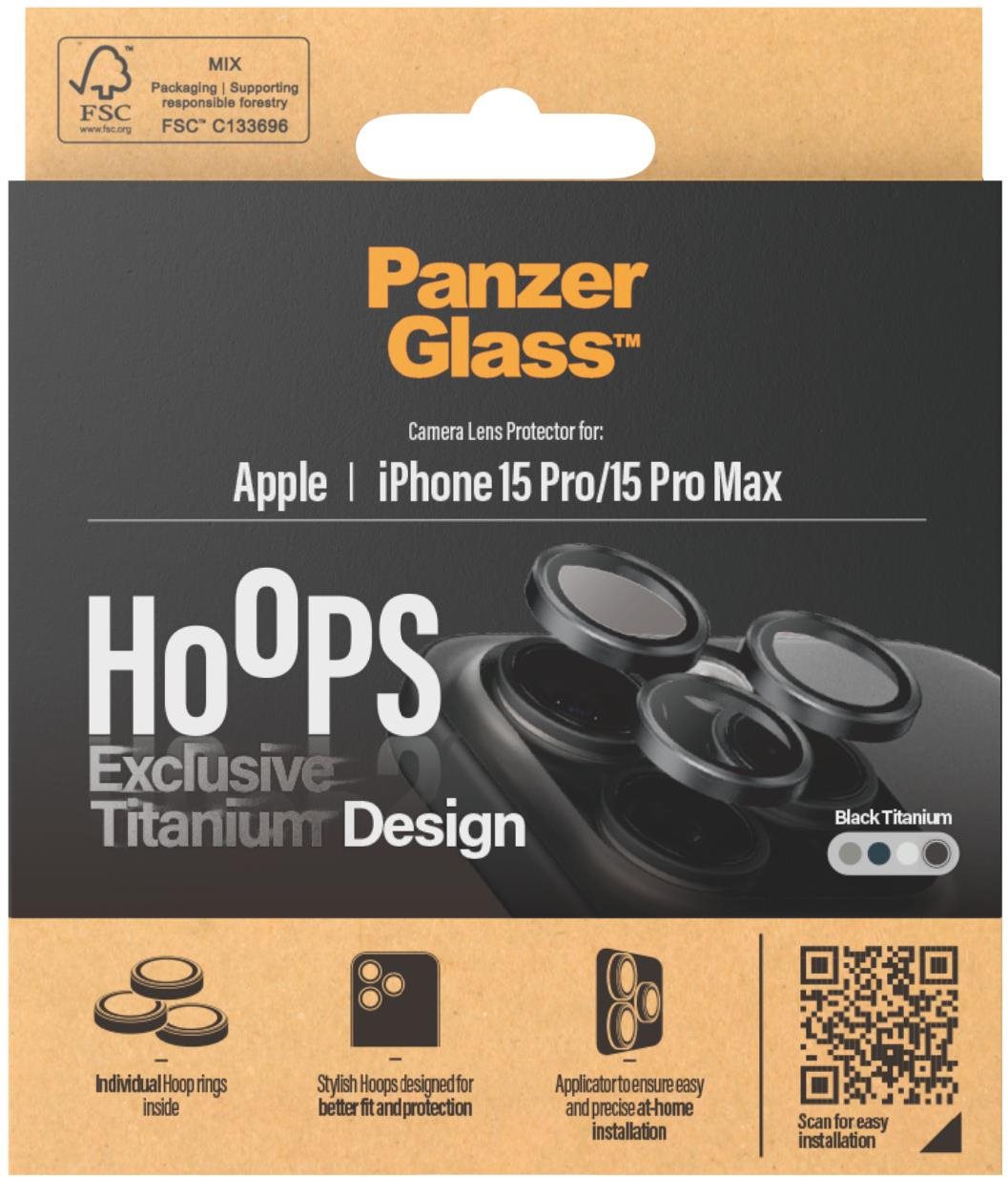 PanzerGlass HoOps Apple iPhone 16 Pro/15 Pro/16 Pro Max/15 Pro Max - krúžky na šošovky fotoaparátu – čierny titan