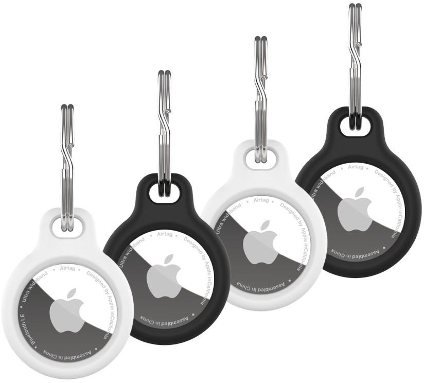 FIXED Silky na Apple AirTag 4 ks 2× čierne + 2× biele