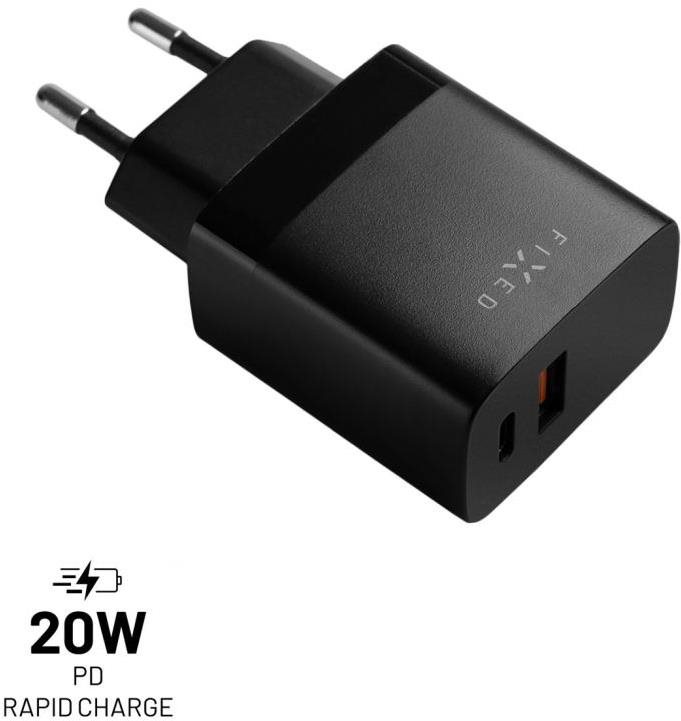 FIXED s USB-C a USB výstupom a podporou PD a QC 3.0 20 W čierna