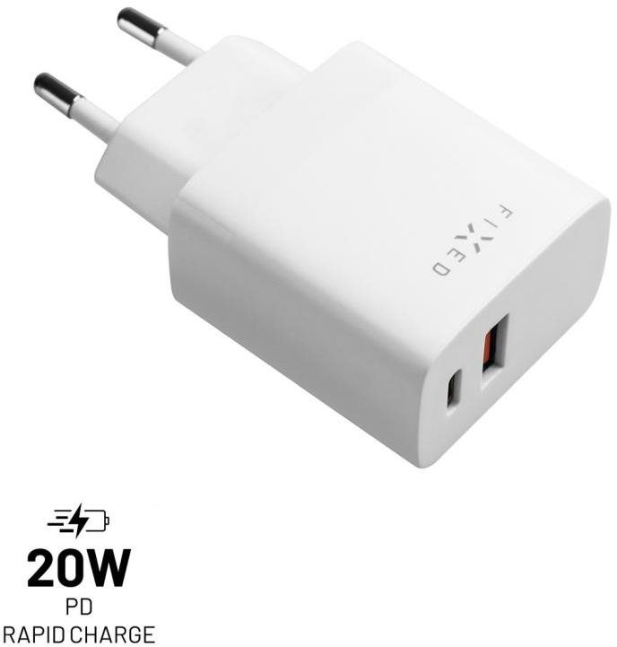 FIXED s USB-C a USB výstupom a podporou PD a QC 3.0 20 W biela