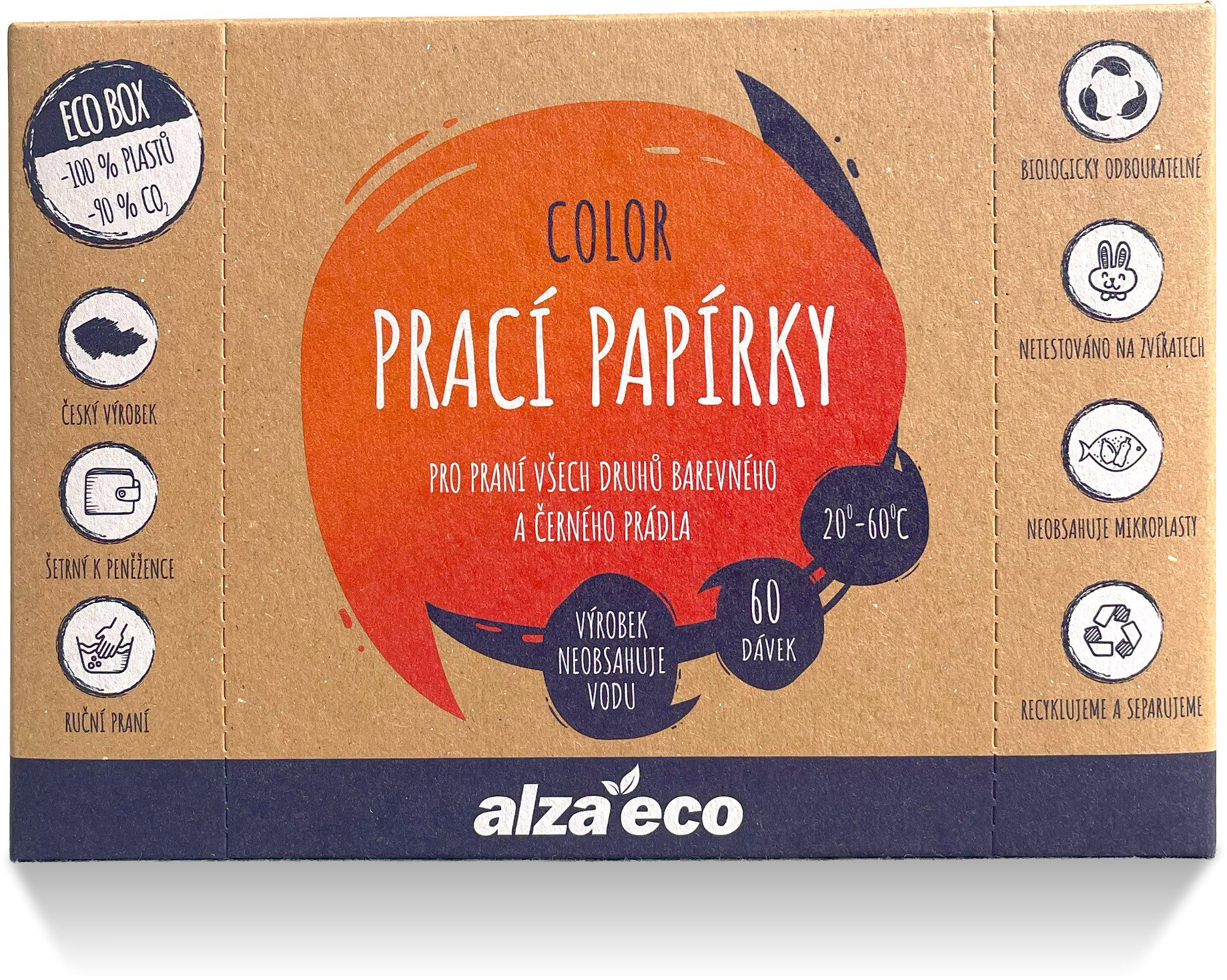 AlzaEco pracie papieriky Color (60 praní)