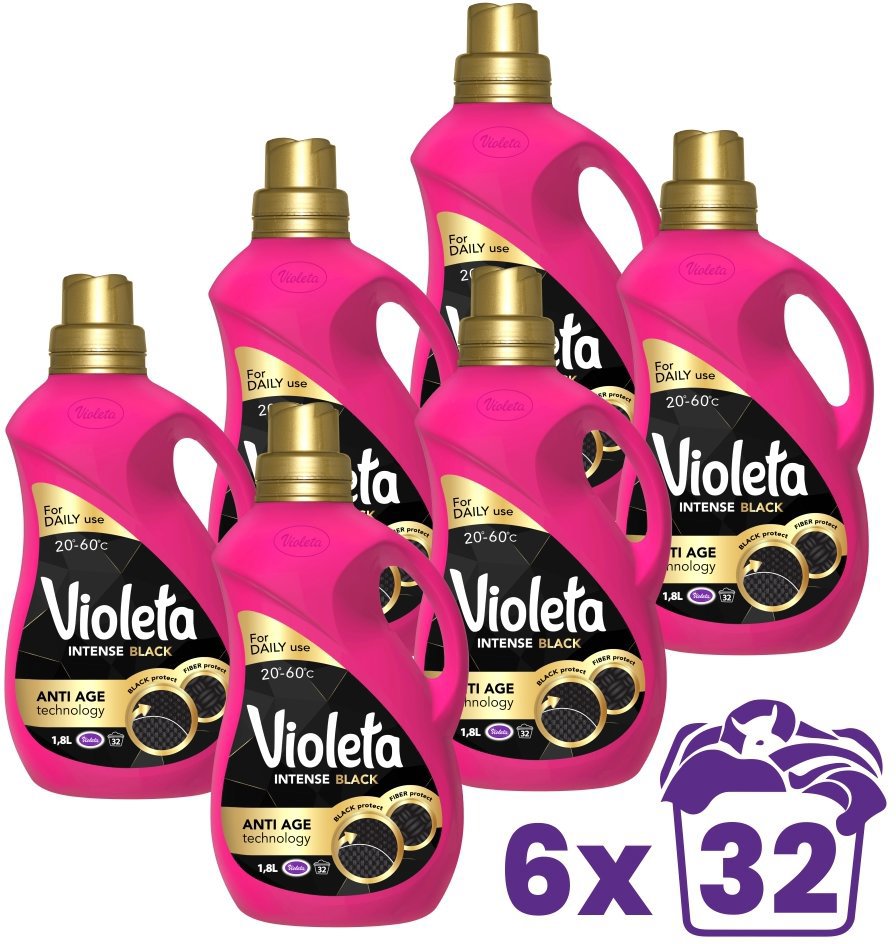 VIOLETA Intense Black 6× 1,8 l (192 praní)