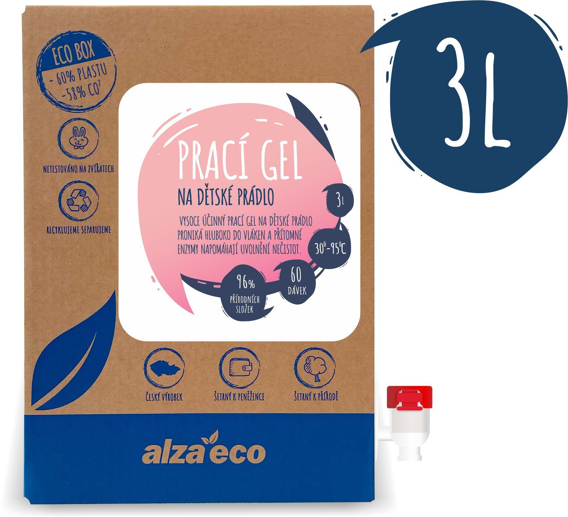 AlzaEco prací gél na detskú bielizeň 3 l (60 praní)