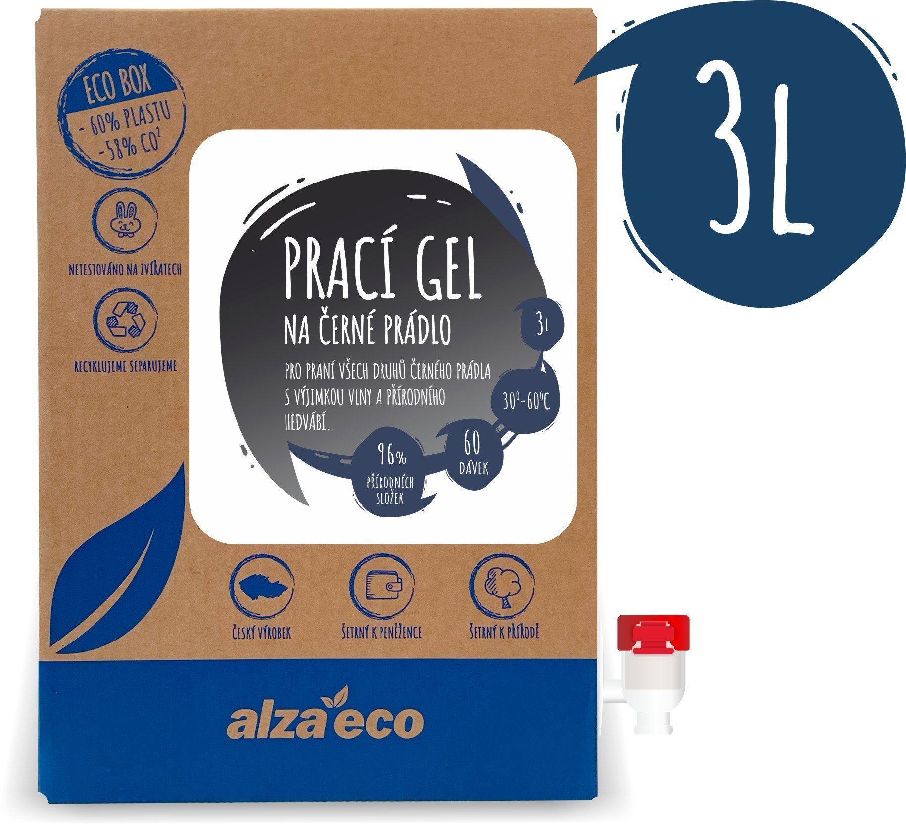 AlzaEco prací gél na čiernu bielizeň 3 l (60 praní)