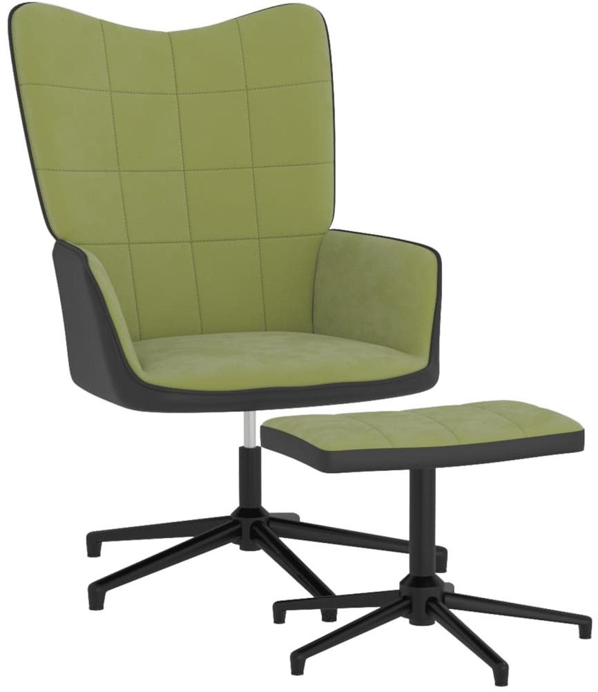 Relaxačné kreslo so stoličkou svetlo zelené zamat a PVC, 327845