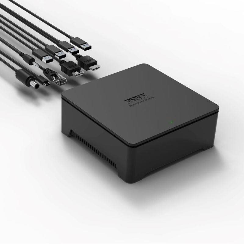 PORT CONNECT Dokovacia stanica 8 v 1 USB-C/A, 2× 2K, dual video, HDMI, Ethernet, 3,5 mm jack