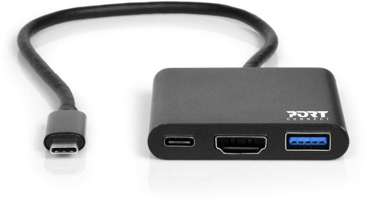 PORT CONNECT USB-C HUB, HDMI 1X 4K + USB-A + USB-C, čierna