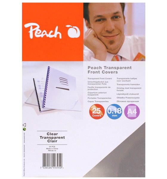 PEACH PB100-15 A4 predný, transparentný - balenie 25 ks
