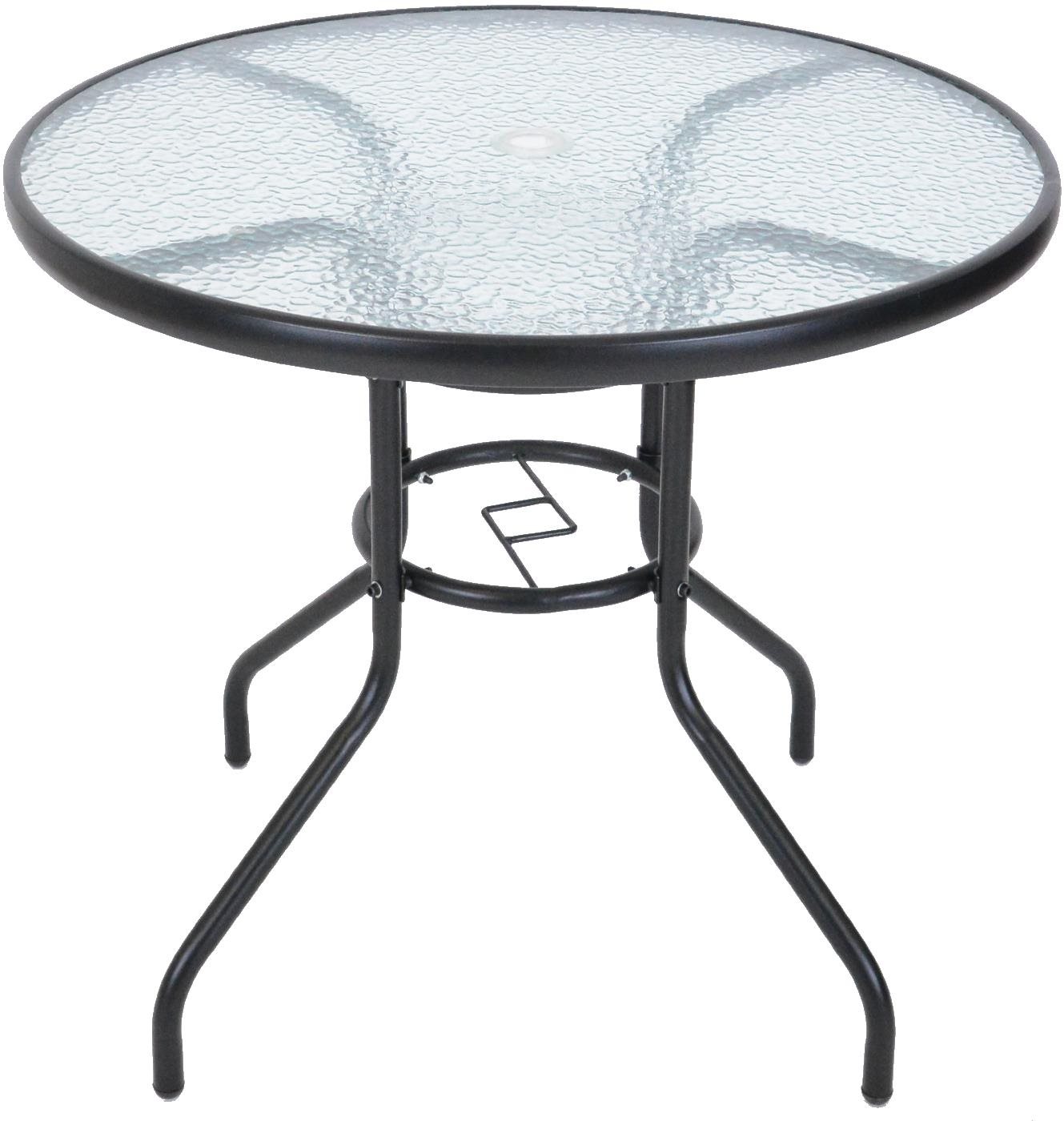 ROJAPLAST Záhradný stôl, kovový so sklenenou doskou ZWMT, priemer 80 cm