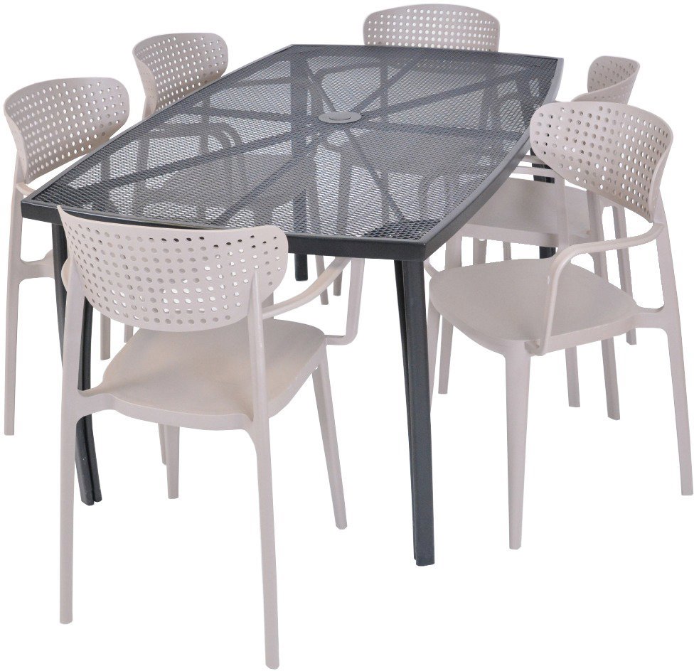 ROJAPLAST Set záhradného nábytku ZWMT-24 záhradný stôl 1 + 6 záhradných stoličiek AIRE ARMCHAIR