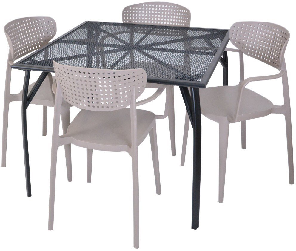 ROJAPLAST Set záhradného nábytku ZWMT-90 záhradný stôl 1 + 4 záhradné stoličky AIRE ARMCHAIR