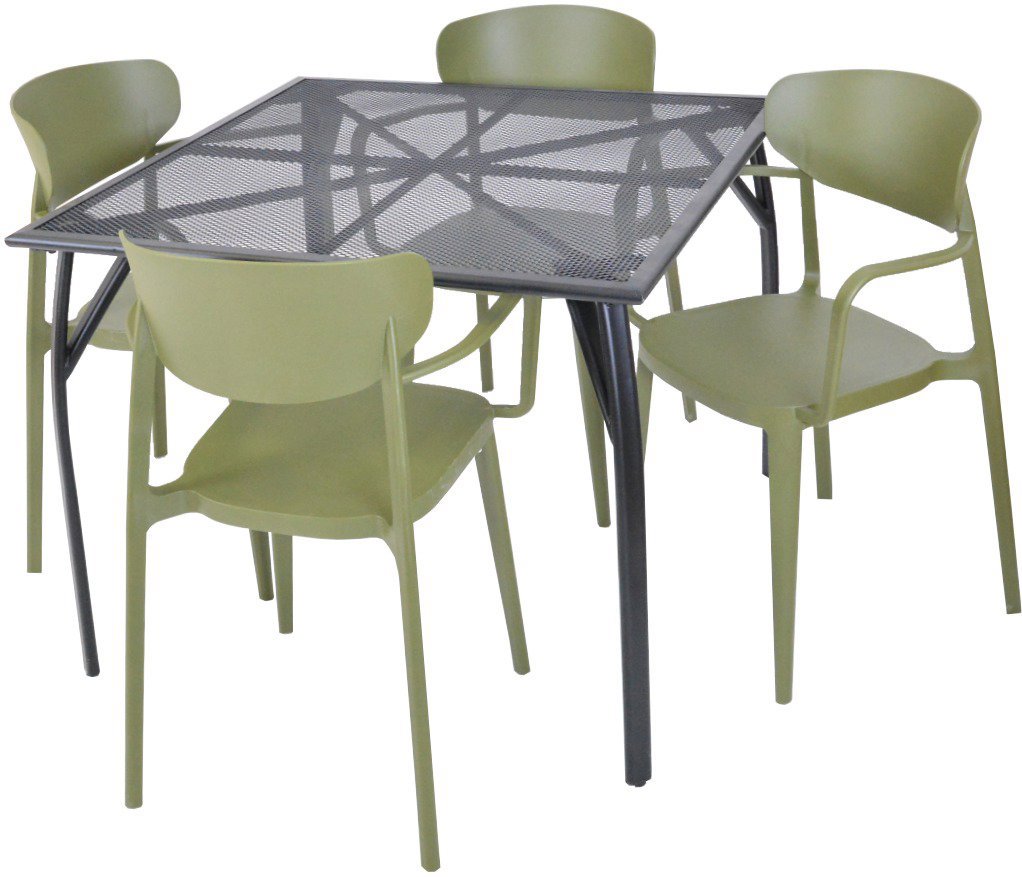 ROJAPLAST Set záhradného nábytku ZWMT-90 záhradný stôl 1 + 4 záhradné stoličky MARE ARMCHAIR