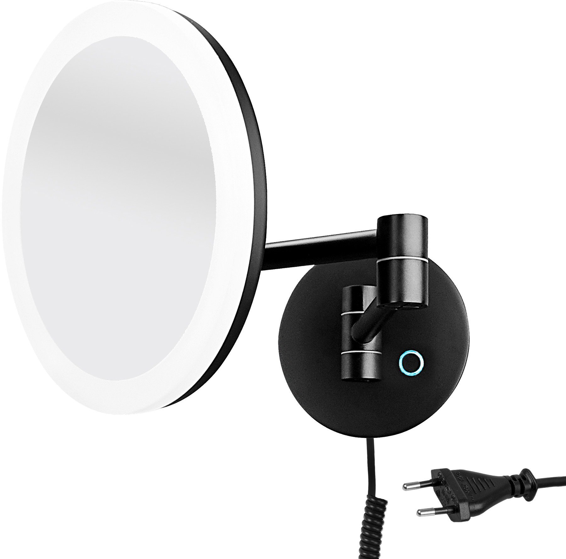 Nimco LED Kozmetické zrkadlo podsvietené čierne okrúhle – dotykové ZK-20265-90