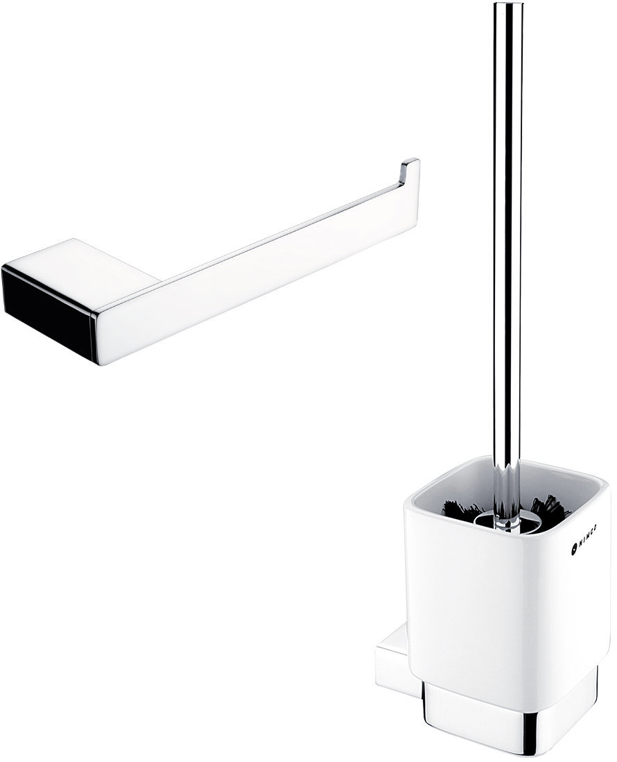 Nimco Set WC kefa a Držiak na toaletný papier – keramika Kibo chróm Ki-set-94KN-26