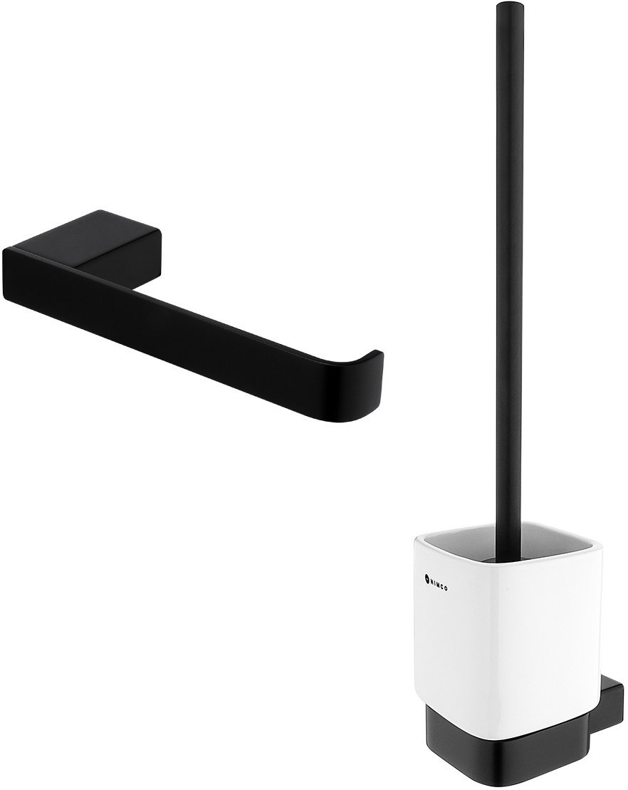 Nimco Set WC kefa a Držiak na toaletný papier – keramika Kibo čierna Ki-set-94KN-90