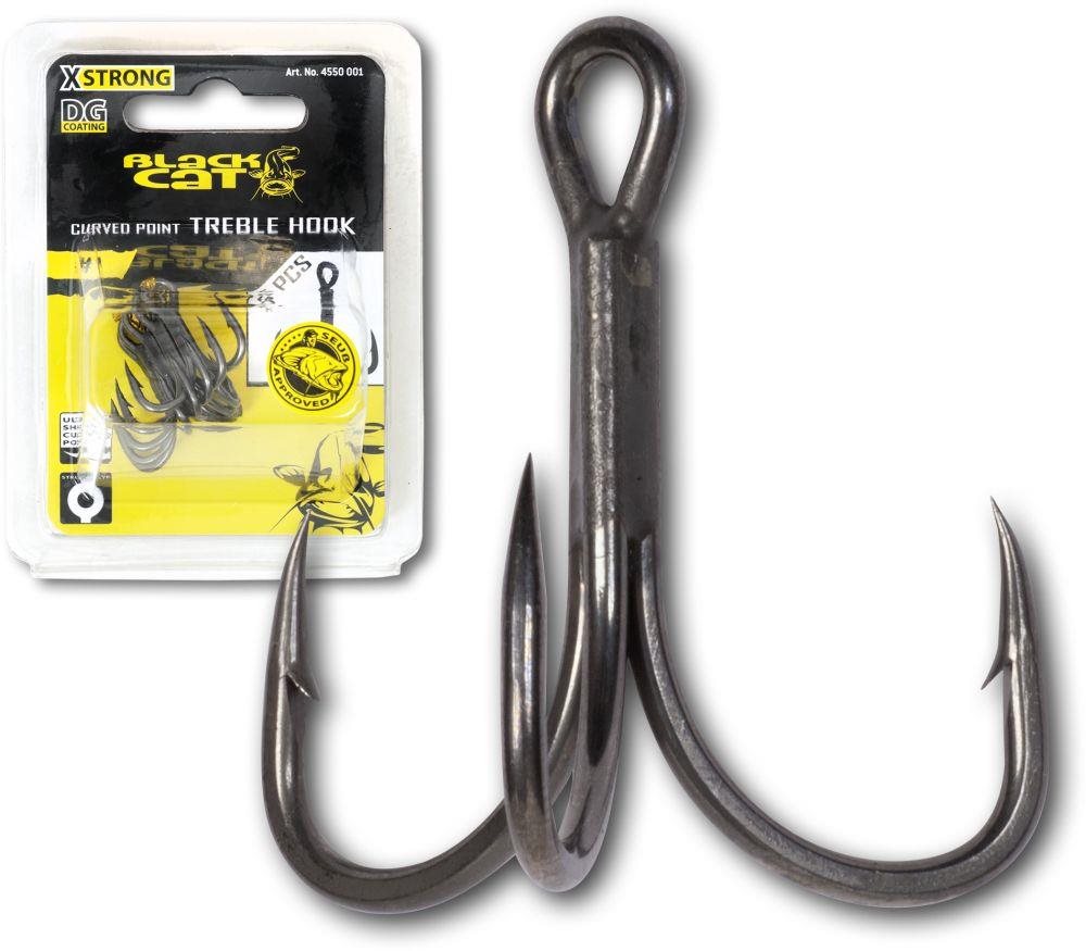Black Cat Curved Point Treble Hook DG Veľkosť 3/0 5 ks
