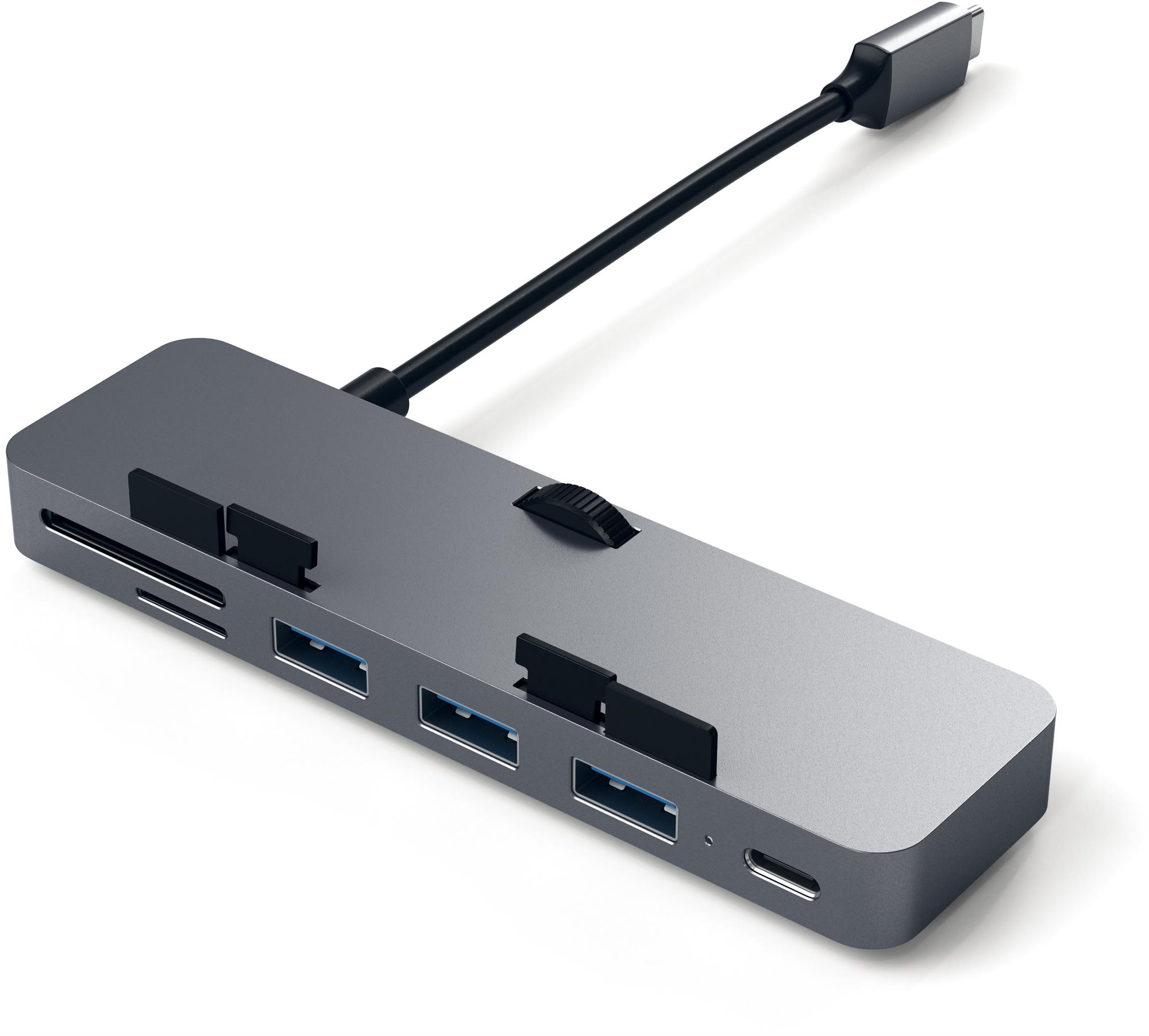 Satechi Aluminum Type-C CLAMP PRO Hub (3× USB 3.0, MicroSD) – Space Gray