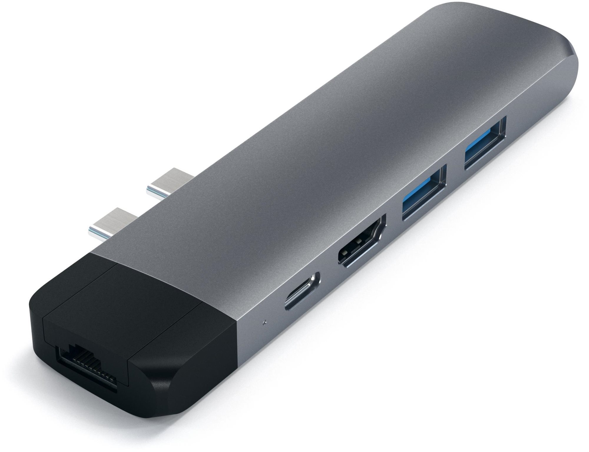 Satechi Aluminium Type-C PRO Hub (HDMI 4K, PassThroughCharging, 1× USB3.0, 1× SD, Ethernet) – Space