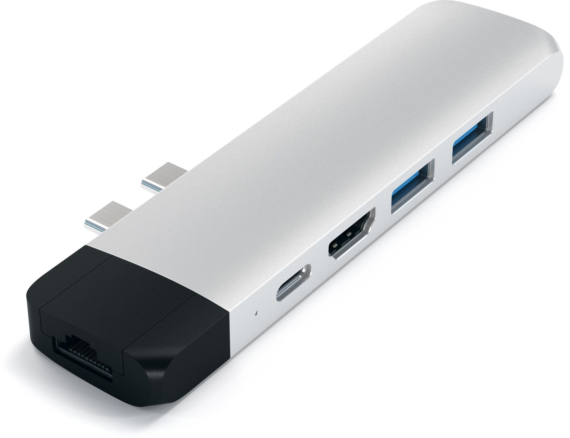 Satechi Aluminium Type-C PRO Hub (HDMI 4K, PassThroughCharging, 1× USB3.0, 1× SD, Ethernet) – Silver