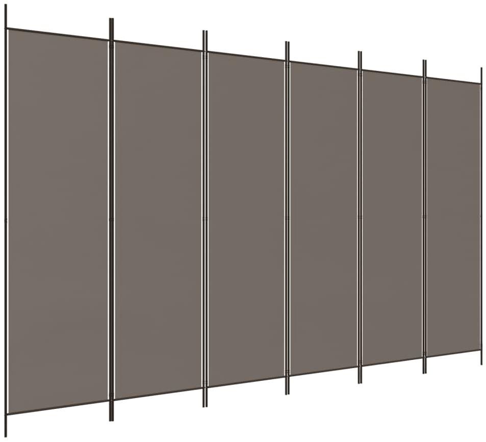 6-dielny paraván antracitový 300 × 220 cm textil