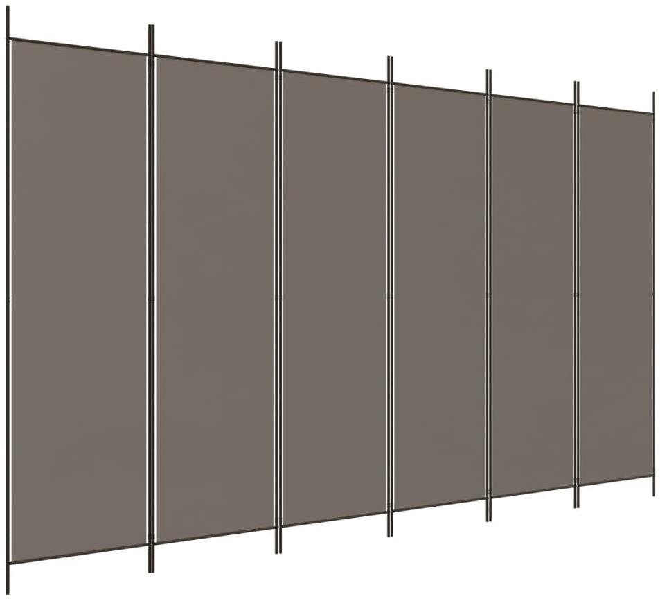 6-dielny paraván antracitový 300 × 200 cm textil