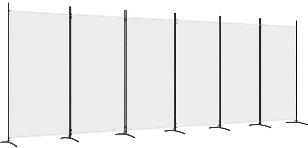 6-dielny paraván biely 520 × 180 cm textil
