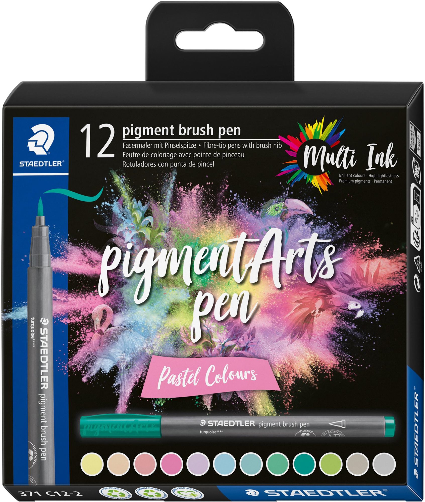 STAEDTLER 371 Brush marker Pastel, 12 farieb