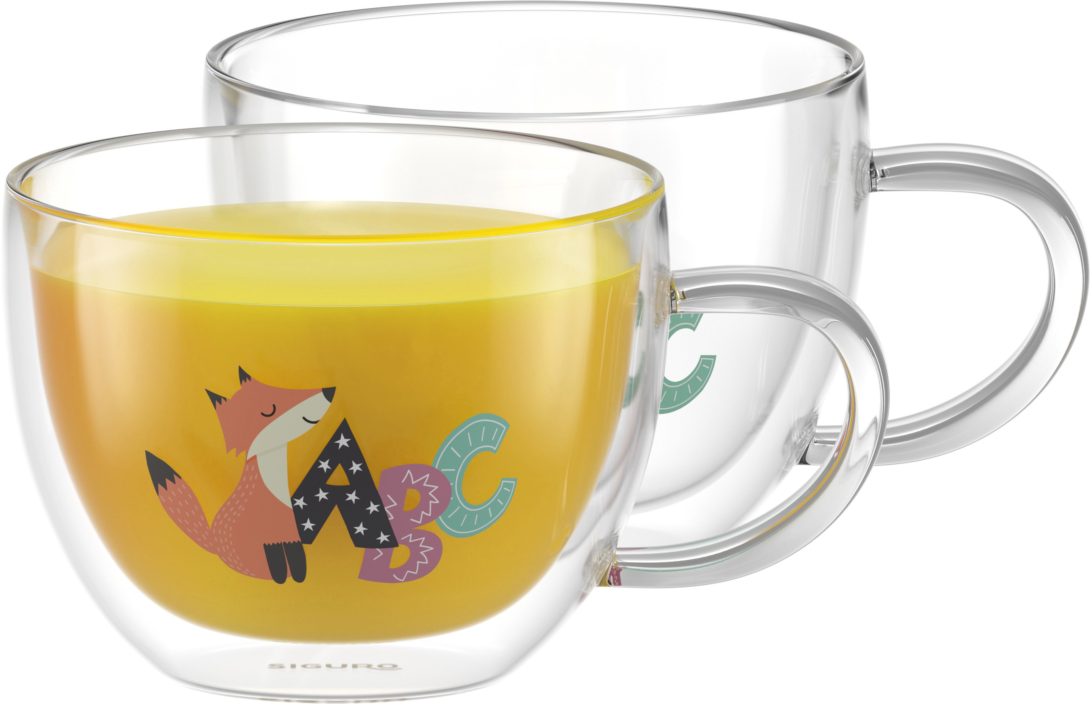 Siguro Hrnček z dvojstenného skla ABC, 280 ml, 2 ks