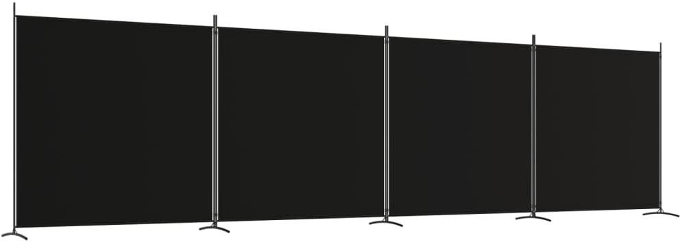 SHUMEE štvordielny paraván čierny, 698 × 180 cm