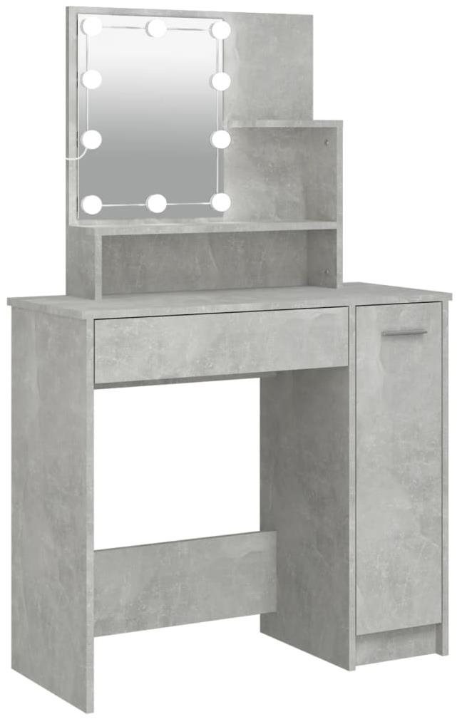 Shumee Toaletný stolík s LED betónovo sivý 86,5 × 35 × 136 cm