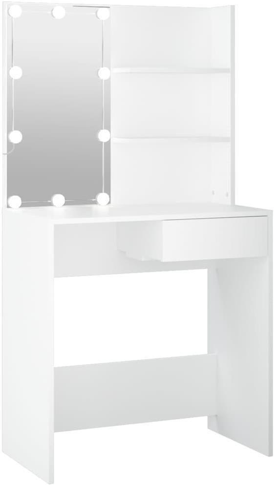 Shumee Toaletný stolík s LED biely 74,5 × 40 × 141 cm