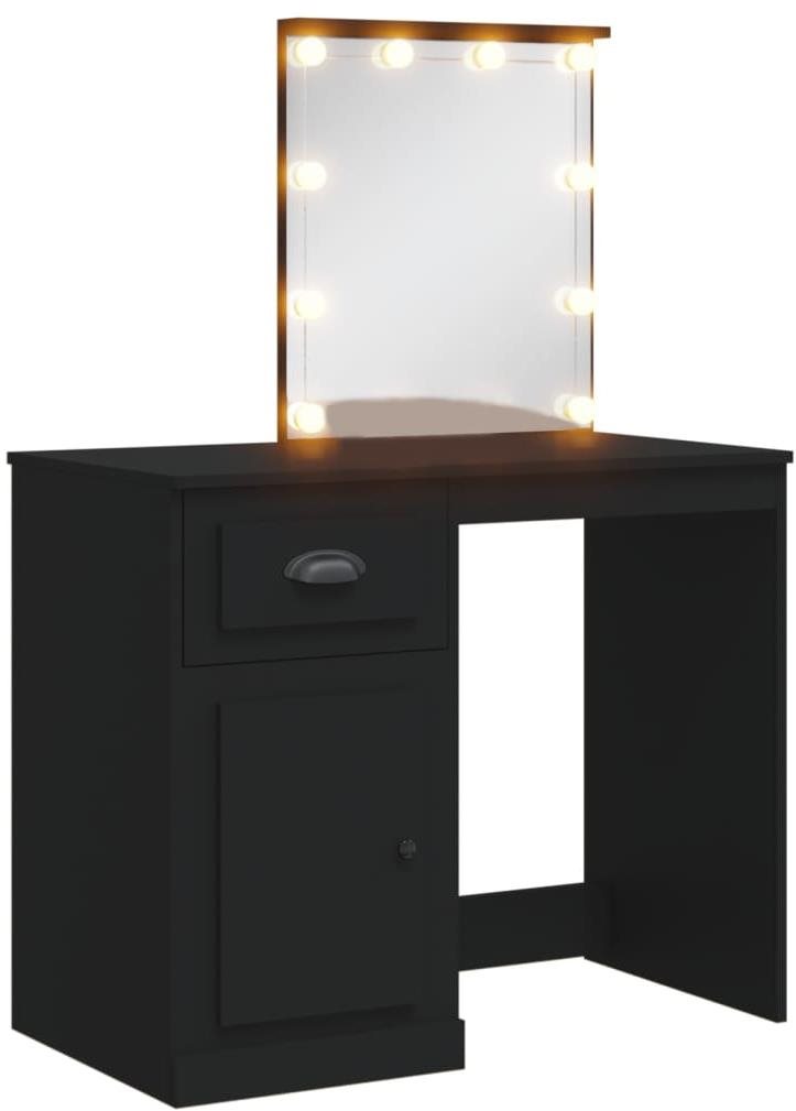 Shumee Toaletný stolík s LED osvetlením čierny 90 × 42 × 132,5 cm
