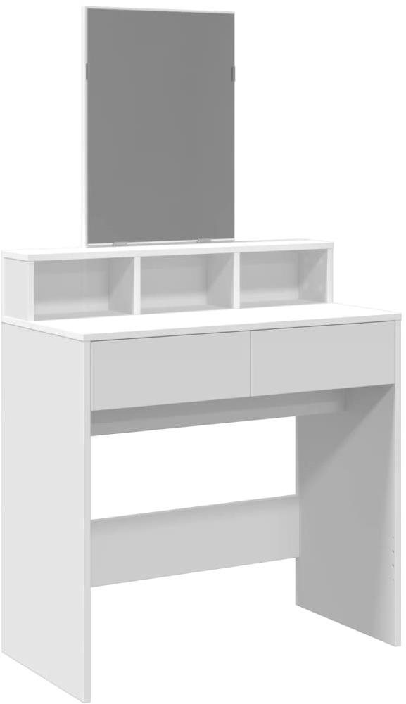 Shumee Toaletný stolík so zrkadlom biely 80 × 41 × 144,5 cm