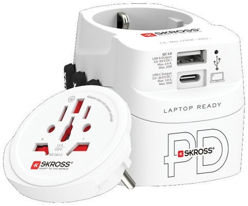 Skross PRO Light USB AC45PD - World, UK+USA+AUS/CN, universální, uzemněný, USB A+C 45W