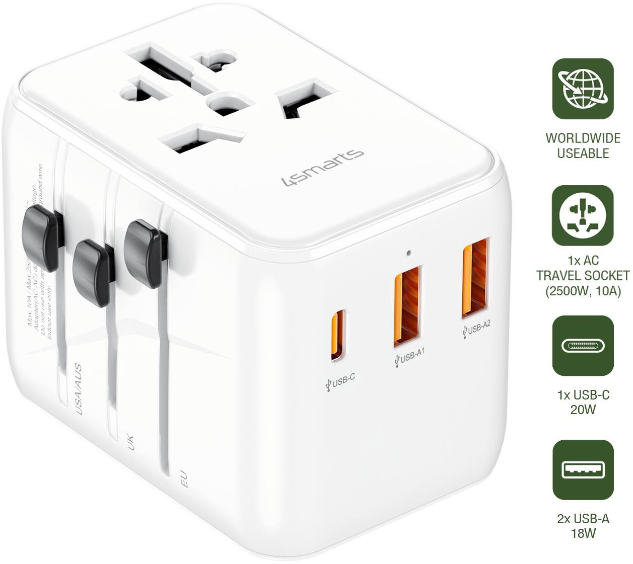 4smarts World Travel Adapter Nomad 20 W white