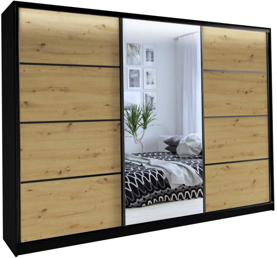 Nejlevnější nábytek Harazia 250 so zrkadlom – čierny mat/dub artisan
