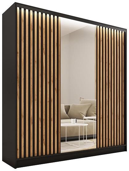 Nejlevnější nábytek Insular 3D 150 so zrkadlom – čierny mat/dub wotan