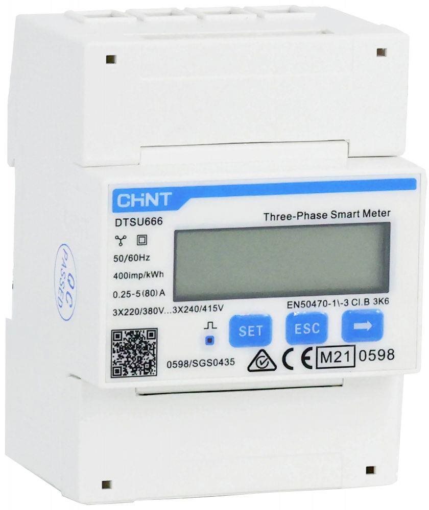SOFAR SOLAR Trojfázový digitálny elektromer Chint G DTSU666 3× 230 / 400 V 5 80 A RS485 4PMID