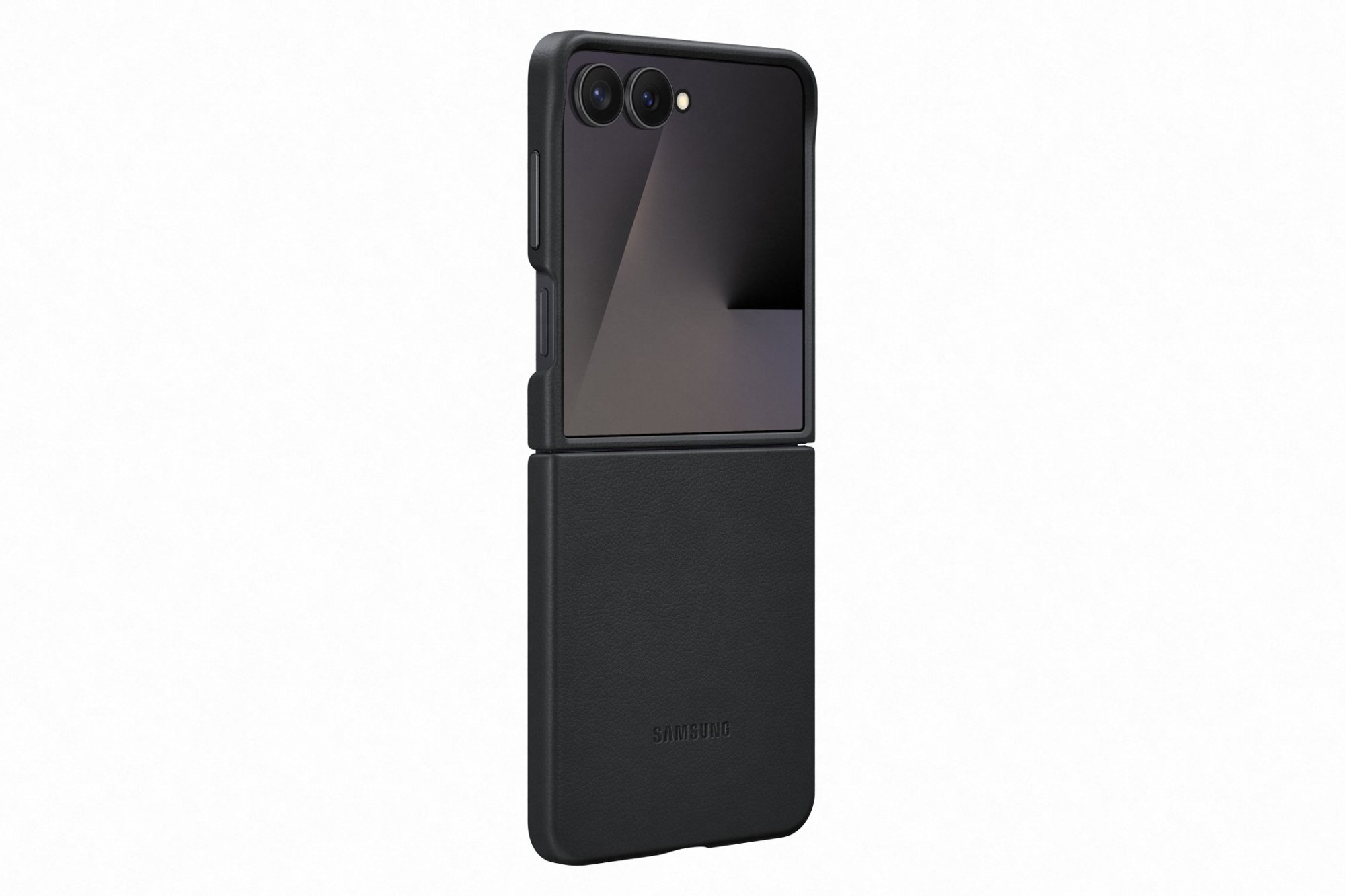 Samsung Galaxy Z Flip7 Ochranný kryt z vegánskej kože Black