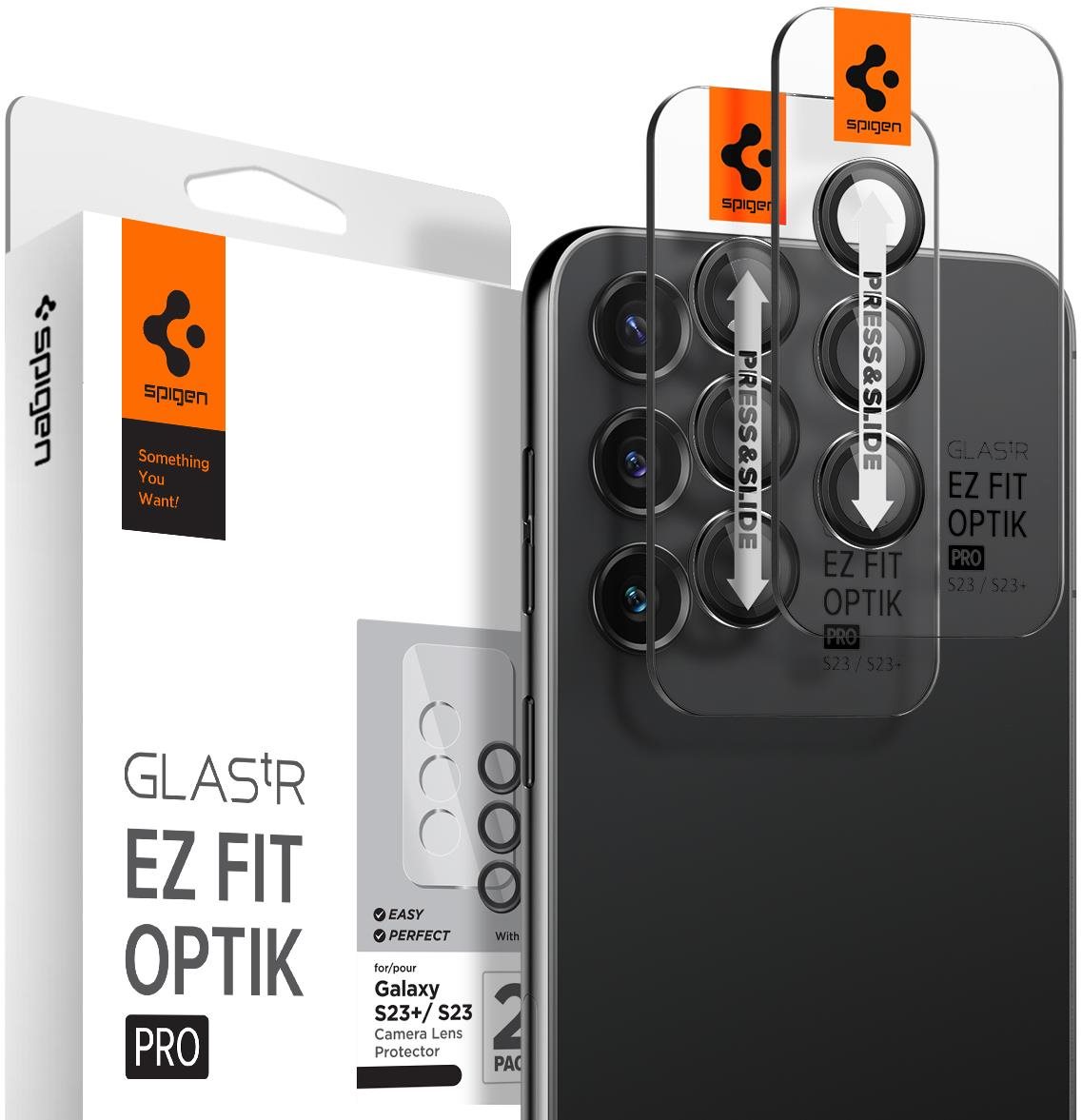 Spigen Glass EZ Fit Optik Pro 2 Pack, black - Samsung Galaxy S23/Galaxy S23+/Galaxy S24