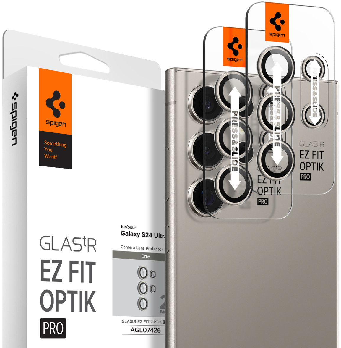 Spigen Glass TR EZ Fit Optik Pro 2 Pack Gray Samsung Galaxy S24 Ultra
