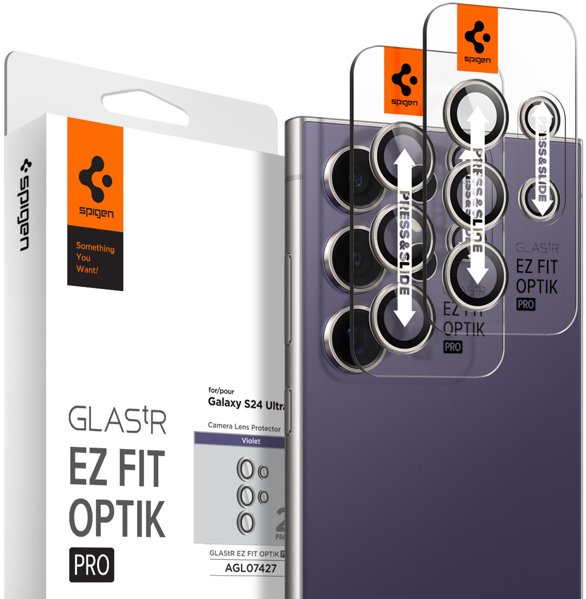 Spigen Glass TR EZ Fit Optik Pro 2 Pack Violet Samsung Galaxy S24 Ultra