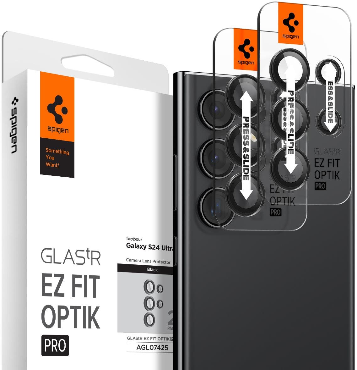 Spigen Glass tR EZ Fit Optik Pro 2 Pack Black Samsung Galaxy S24 Ultra