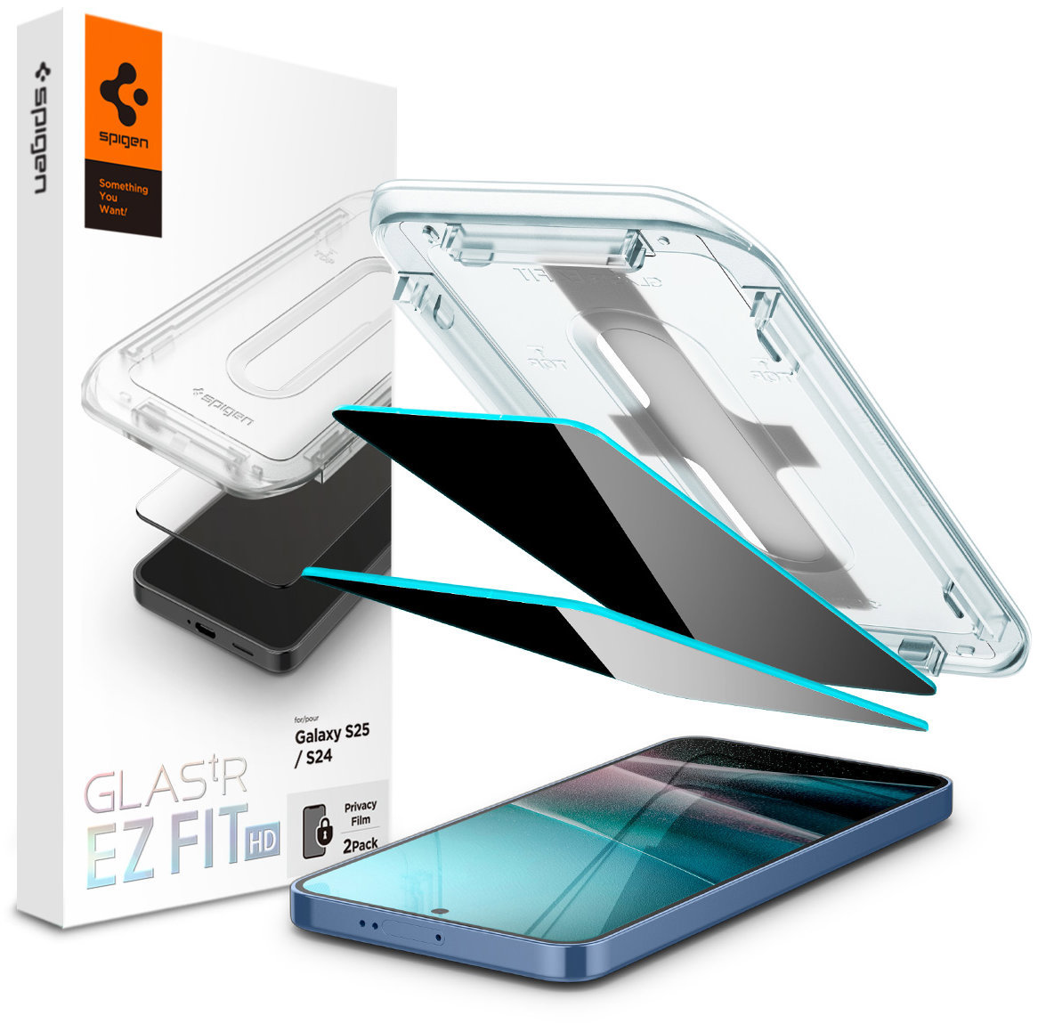 Spigen Glass tR EZ Fit HD (Privacy) 2 Pack Samsung Galaxy S25