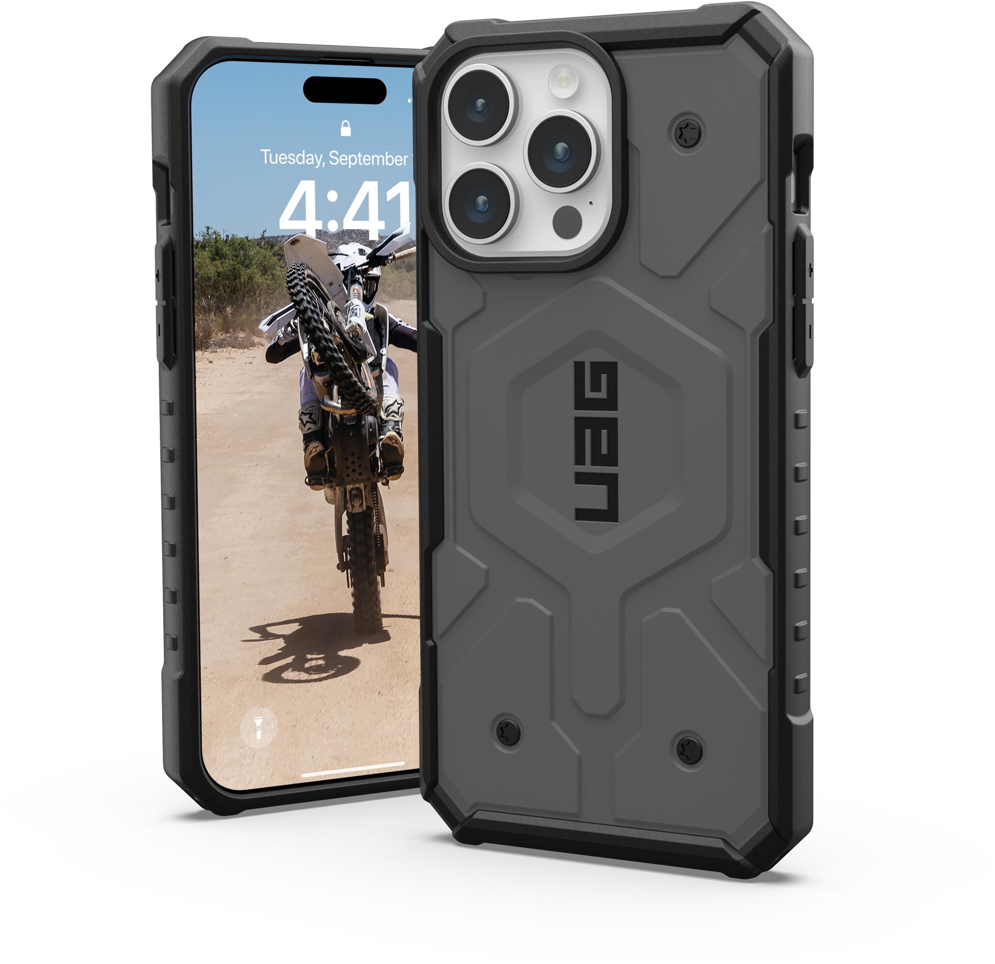 UAG Pathfinder MagSafe Silver iPhone 15 Pro Max