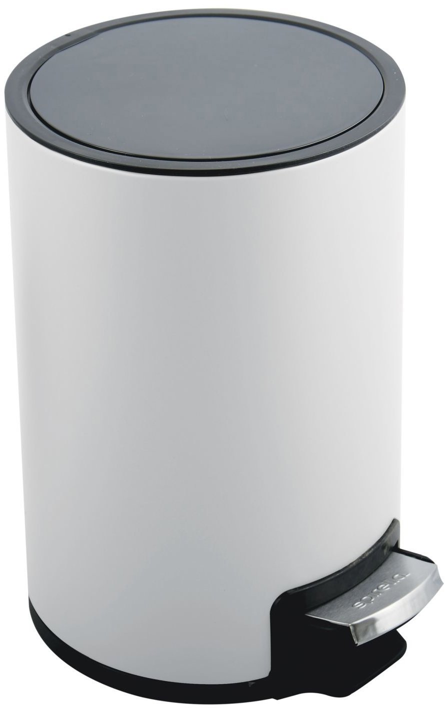 Pedálový odpadkový kôš Riku, matný biely, oceľ, 5 l